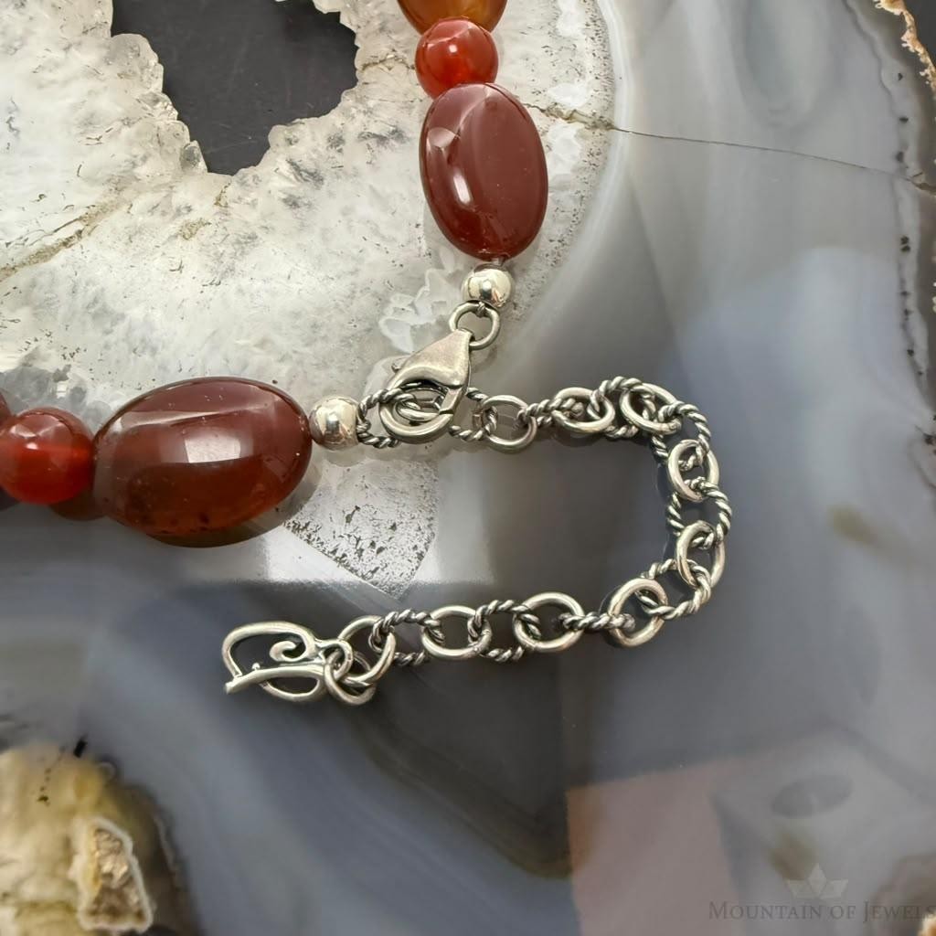 Carolyn Pollack Sterling Silver Carnelian & Fresh Water Pearl Beads 22"-26" Necklace