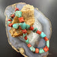Carolyn Pollack Sterling Silver Natural Turquoise & Coral Beads 16"-18" Necklace For Women