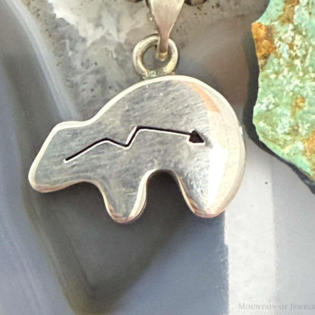 Vintage Native American Silver Fetish Bear Pendant For Women