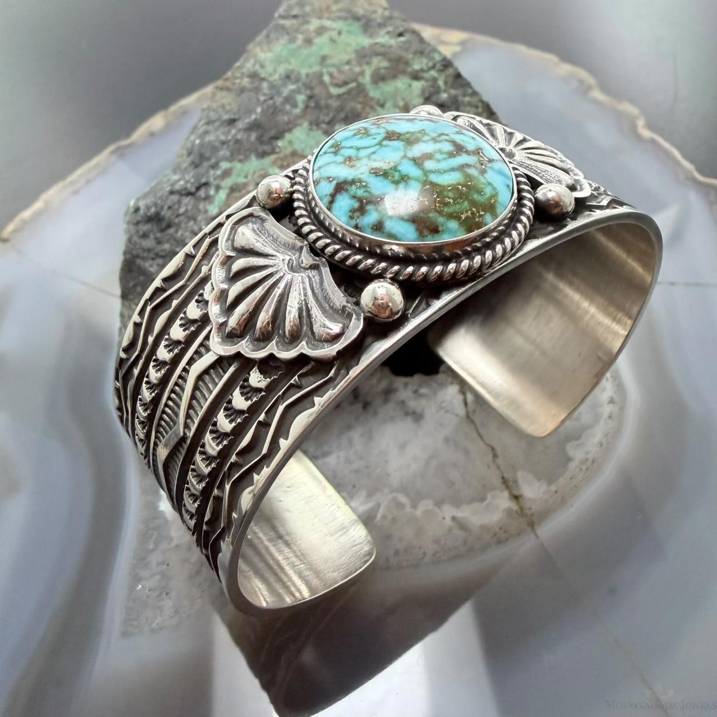 Sunshine Reeves Sterling Silver Native American High Grade Kingman Turquise Unisex Cuff