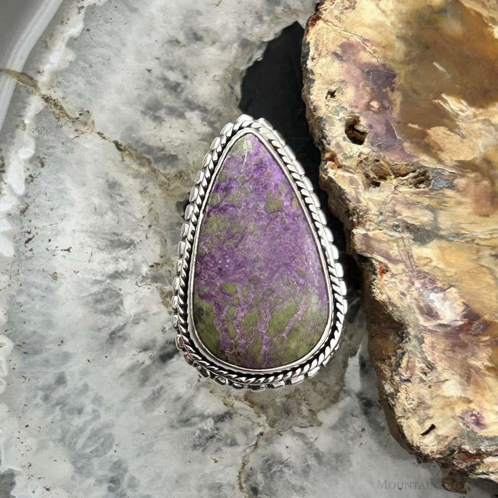 Sterling Silver Southwestern Style Teardrop Stichtite Ring Size 7 For Women