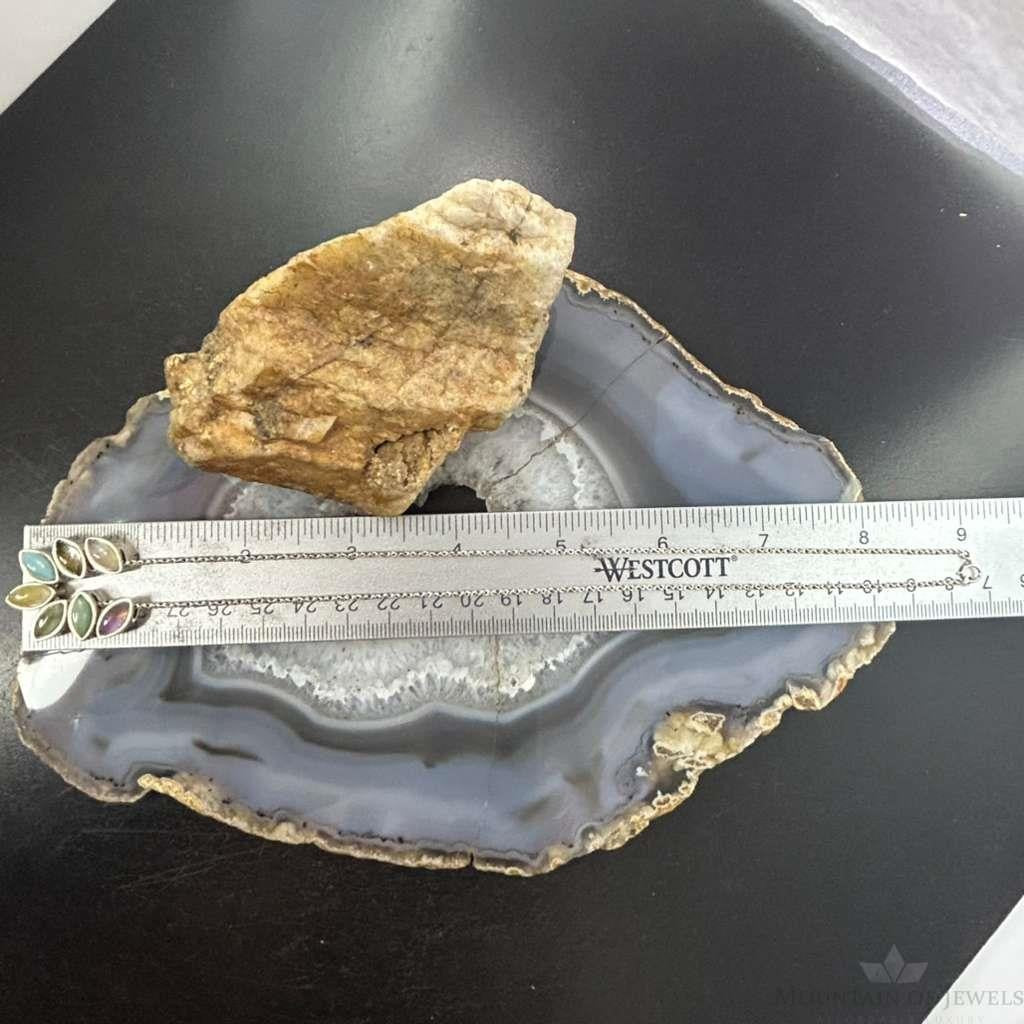 Carolyn Pollack Sterling Silver 7 Marquise Multi Stone 18" Necklace For Women