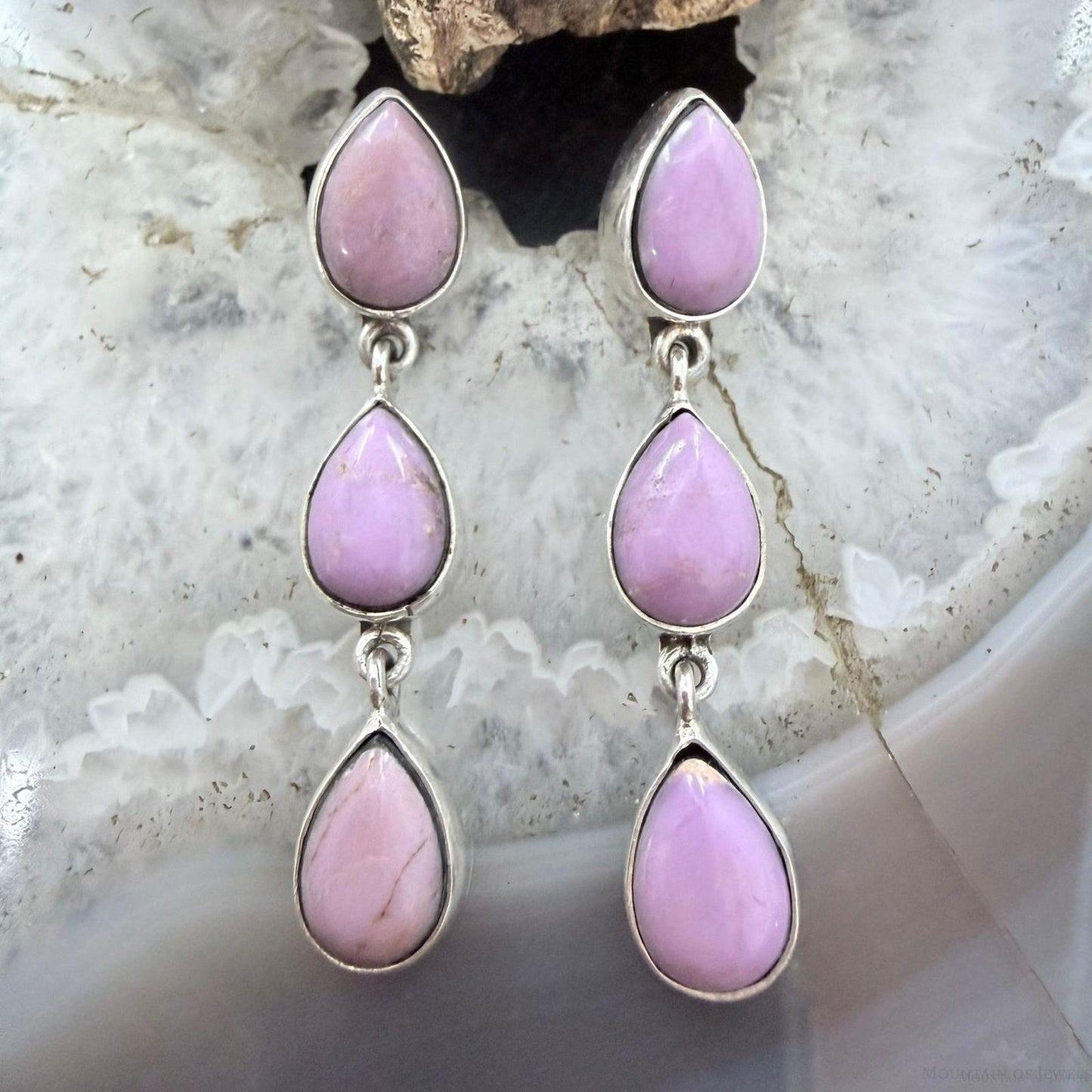 Sterling Silver Native American Teardrop Phosphosiderite Post Earrings For Women