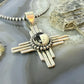 Sterling Silver Southwestern Style Oval White Buffalo Unisex Zia Pendant