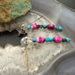 Sterling Silver Turquoise & Pink Dahlia Beads Long Dangle Earrings For Women