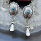 Native American Sterling Oval Concho w/Turquoise Squash Blossom Dangle Earrings