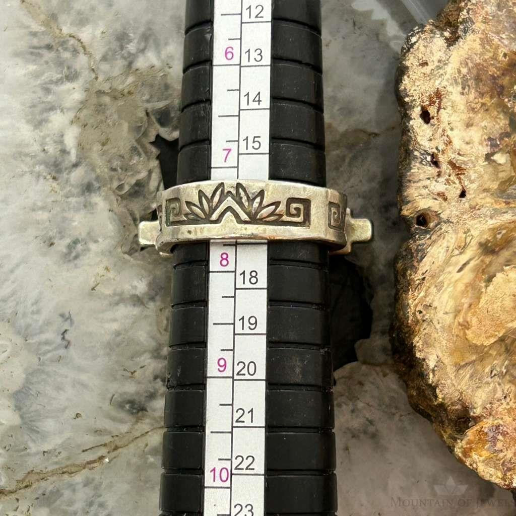 Vintage Native American Taos NM Sterling Silver Cast Zia Ring Size 7.5 For Women