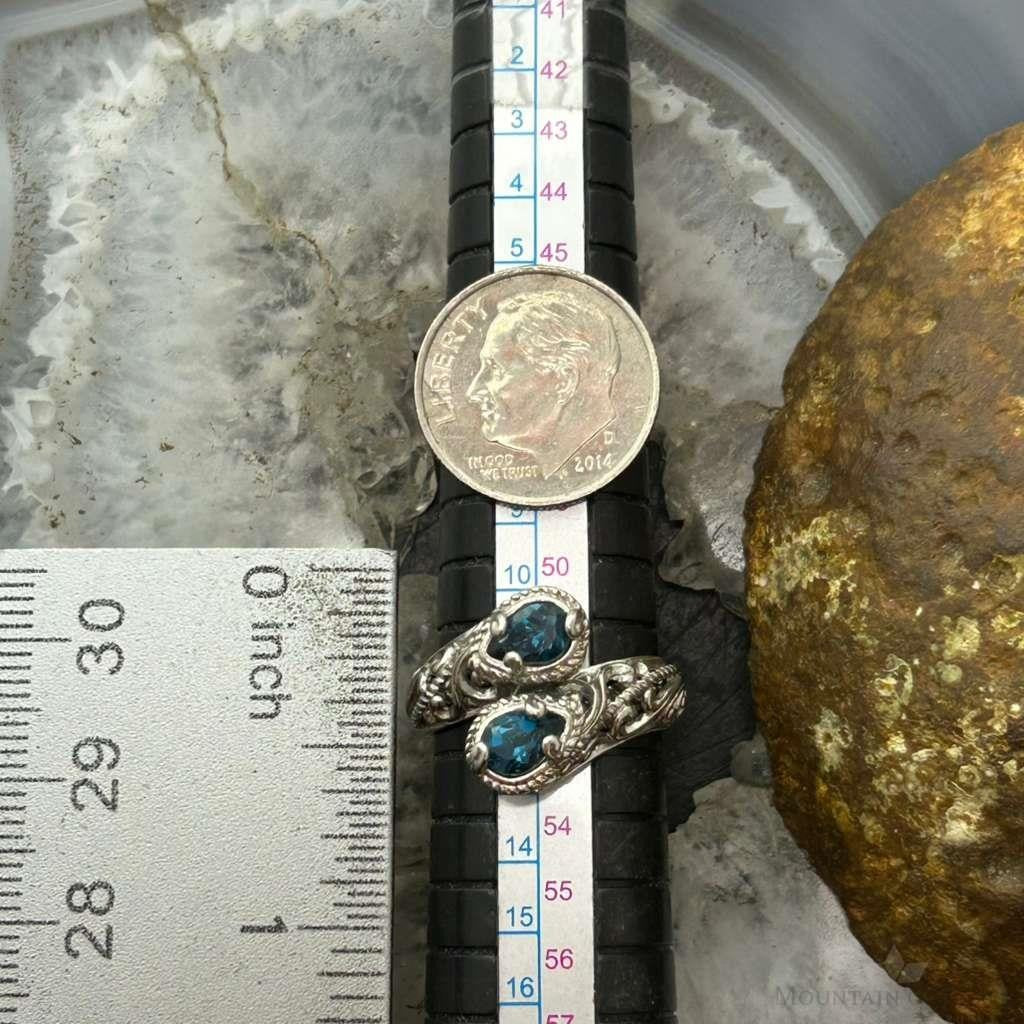 Carolyn Pollack Sterling Silver Faceted London Blue Topaz Bypass Ring For Women