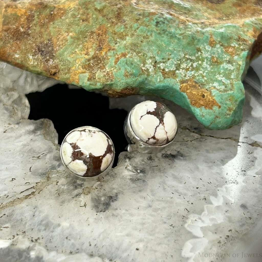 Sterling Silver Southwestern Style Rounded Wild Horse Stud Earrings For Women