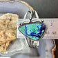 Sterling Silver Southwestern Style Large Triangle Azurite Decorated Bracelet For Women