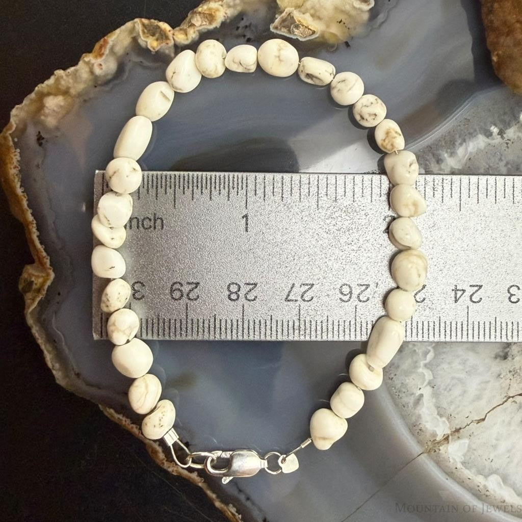 Sterling Silver Natural Wild Horse Beads 7.25" Bracelet For Women