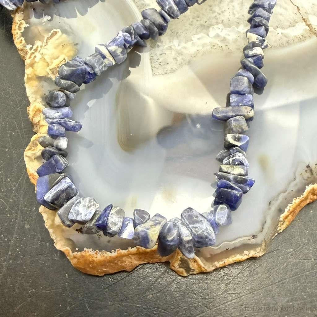 Denim Lapis Natural Beads 34" Necklace For Women
