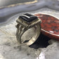 Vintage Native American Silver Rectangle Onyx Decortaed Ring Size 11 For Men