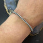 Sterling Silver 3mm Navajo Pearl Beads 7.5" Toggle Clasp Bracelet For Women
