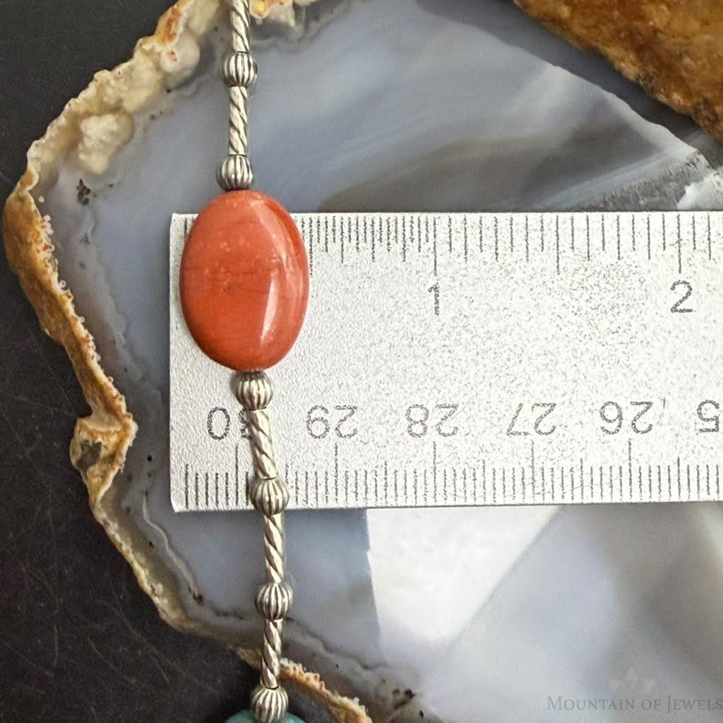 Carolyn Pollack Sterling Silver Cylinder, Beads and Multistone 34" Necklace For Women