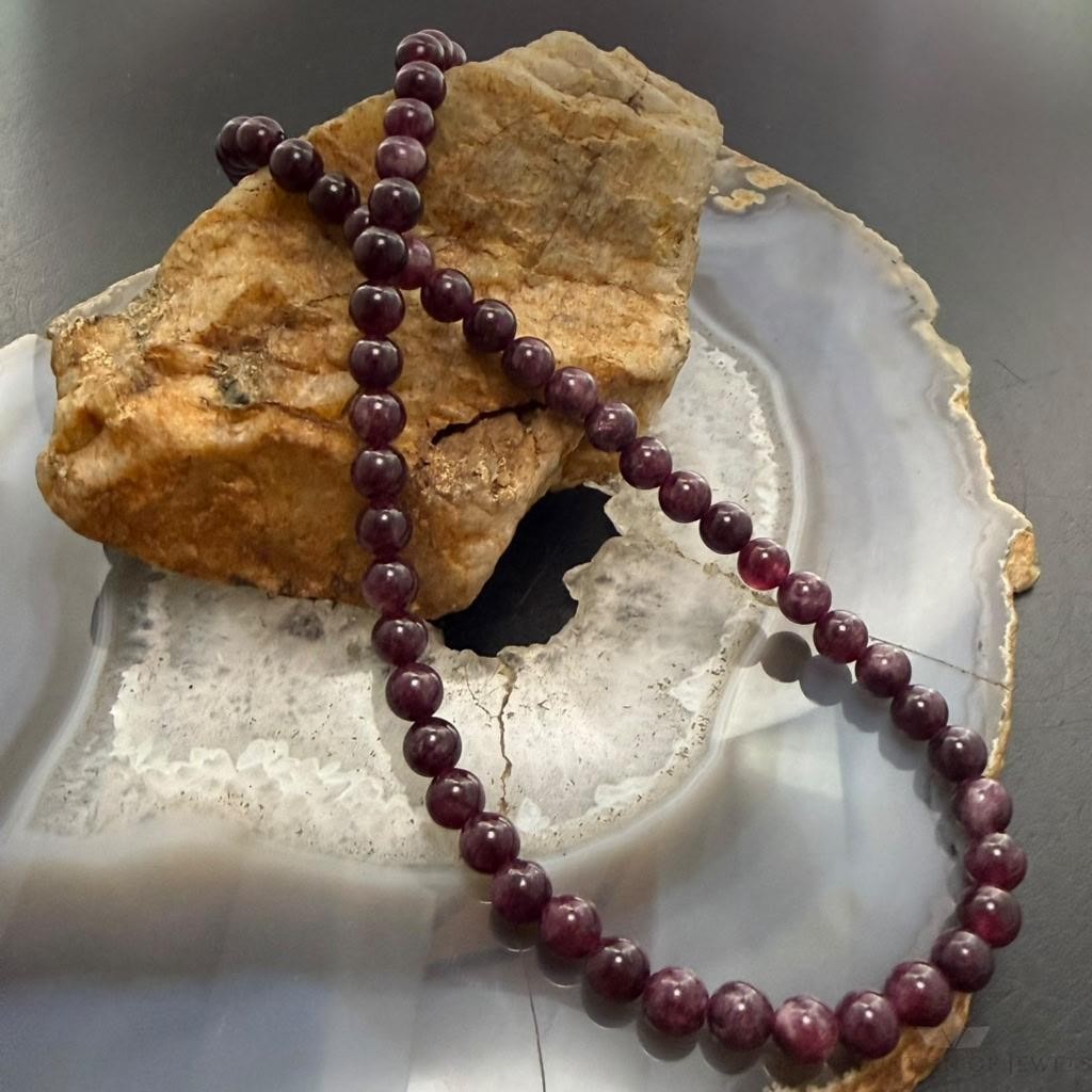 Sterling Silver 6mm Rounded Garnet Beads 18" Necklace For Women