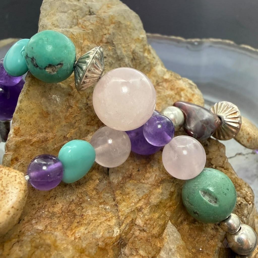 Carolyn Pollack Sterling Silver Multistone Beads 18" Necklace For Women