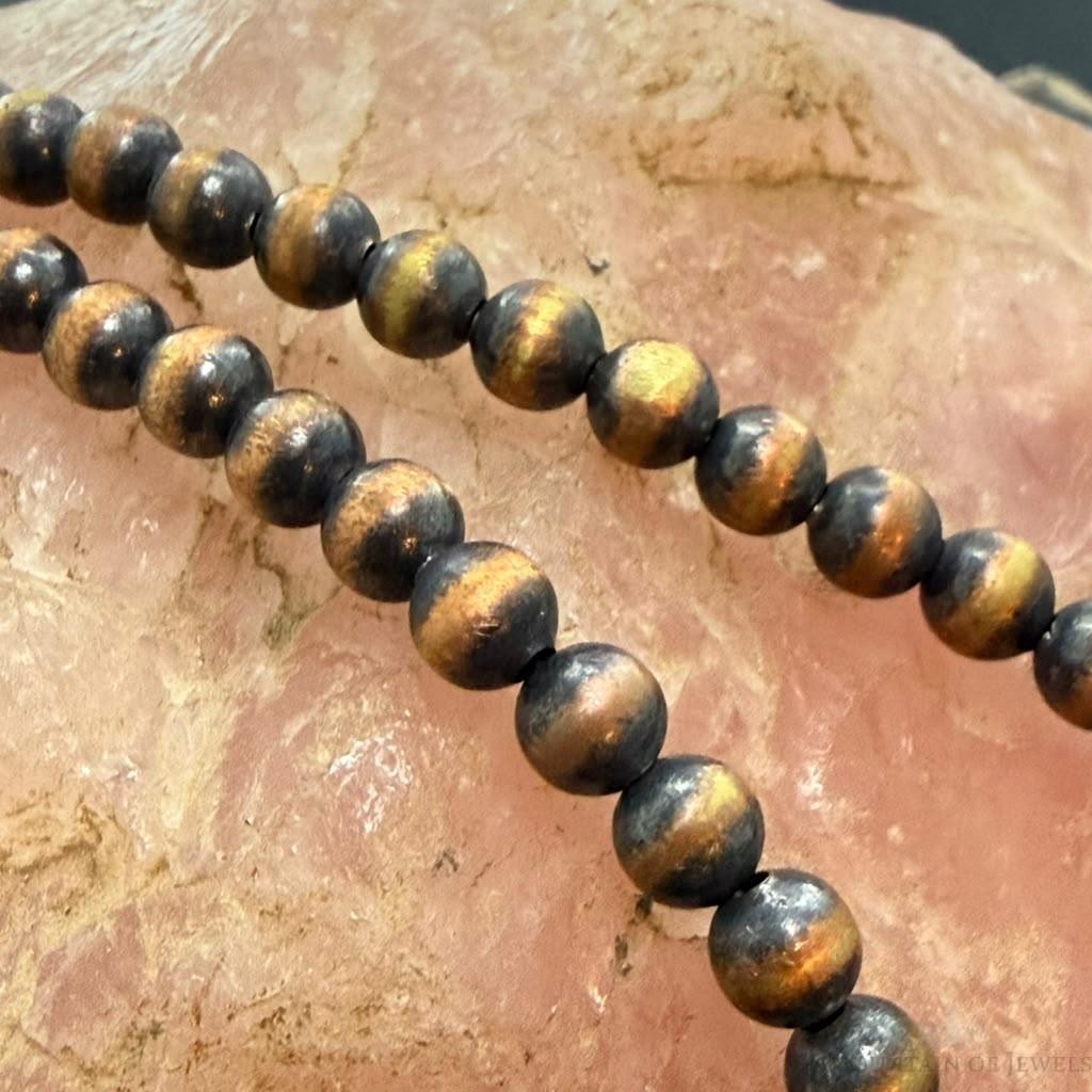 Southwestern Style 5mm Copper Navajo Pearl Round Bead 20"-22" Necklace For Women