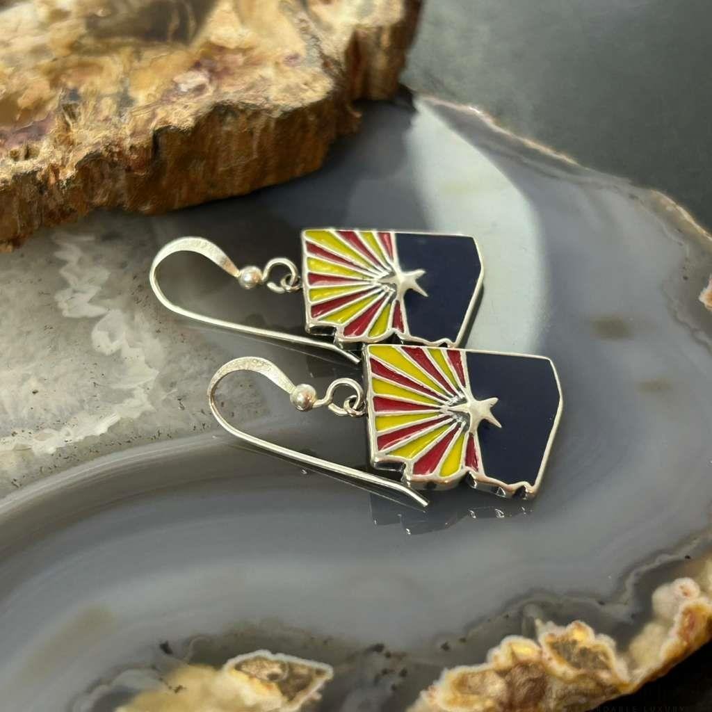 Carolyn Pollack Sterling Silver Arizona Enamel Double Sided Dangle Earrings For Women