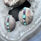 Vintage Native American Silver Multi Stone Inlay Rounded Stud Earrings For Women