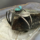 Vintage Native American Silver Leaf & Turquoise Split Shank Bracelet For Women