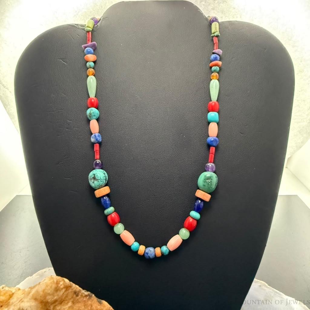 Carolyn Pollack Sterling Silver Multi Gemstone Beads 16"-20" Necklace For Women