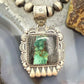 Sterling Silver Southwestern Style Rectangle Blackjack Turquoise Decorated Pendant #1