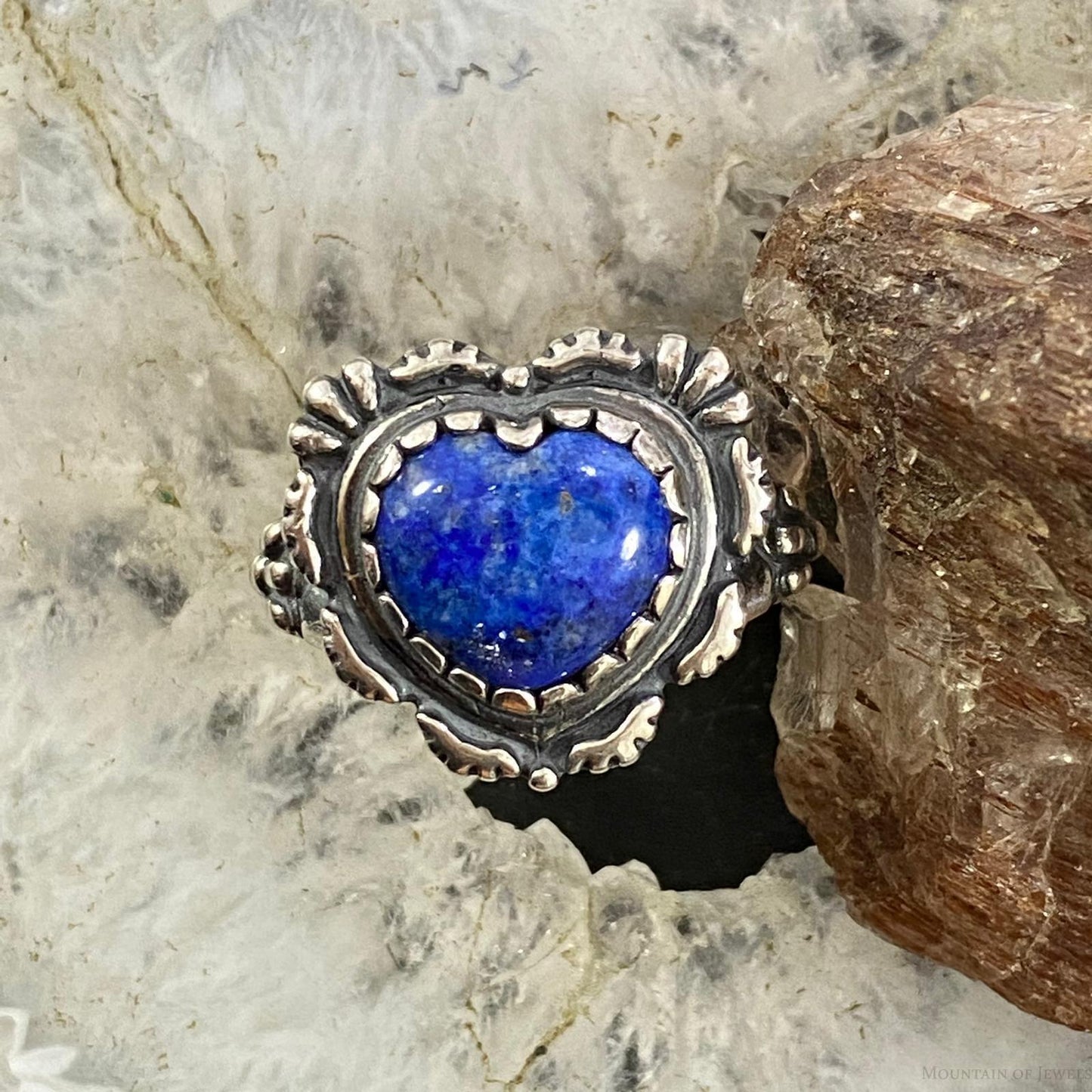 Carolyn Pollack Southwestern Style Sterling Lapis Heart Ring Variety of Sizes