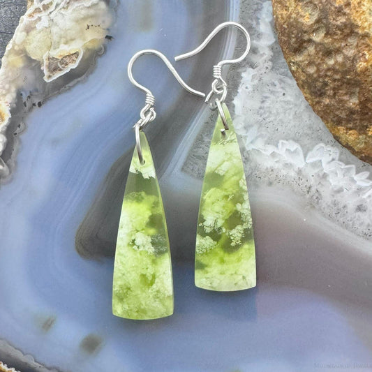 Sterling Silver Triangle Vesuvianite Slab Dangle Earrings For Women #236