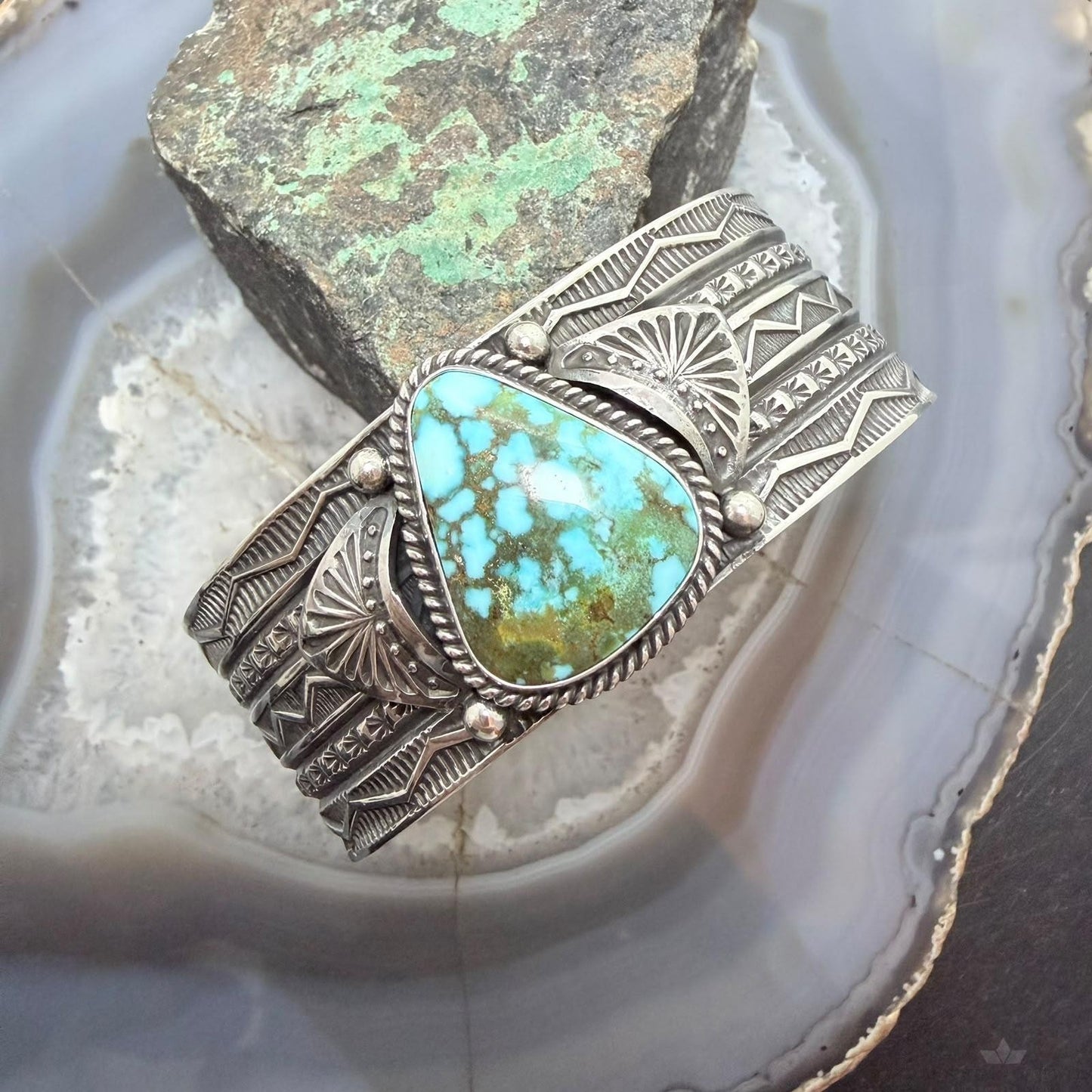 Sunshine Reeves Native American Sterling Silver High Grade Kingman Turquise Unisex Cuff