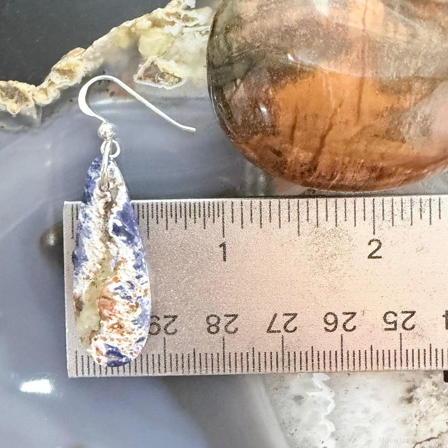 Sterling Silver Teardrop Sodalite Slab Dangle Earrings For Women #504