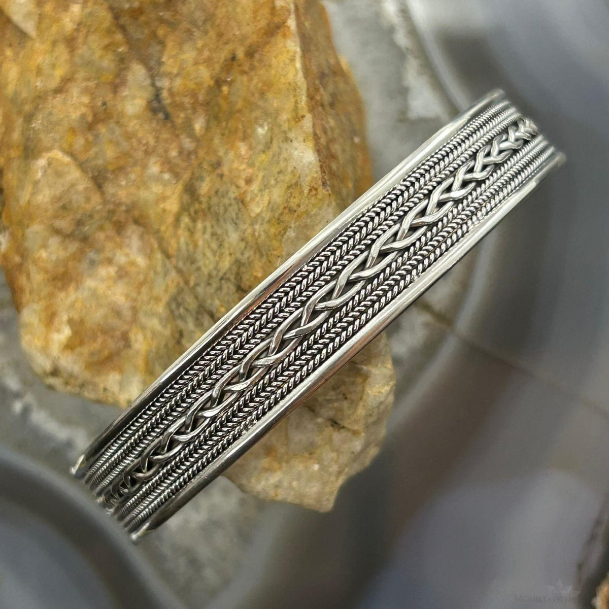 Sterling Silver Braided Flexible & Adjutable Decorated Fashion Bracelet For Women