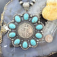 Genuine 1942 90% Silver Walking Liberty Half Dollar Coin w/Turquoise Unisex Pendant