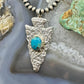 Gary Custer Navajo Native American Sterling Silver Tufa Cast Turquoise Arrowhead Unisex Pendant #1