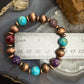 Southwestern Style 10mm Copper Navajo Pearl & 10mm Sediment Jasper Stretch Bracelet For Women