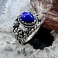 Carolyn Pollack Sterling Silver Oval Lapis Floral Split Shank Ring For Women