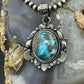 Sterling Silver Southwestern Style Oval Turquoise Decorated Pendant For Women #6
