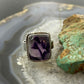 Sterling Silver Southwestern Style Rectangle Star Amethyst Ring Size 8 For Women
