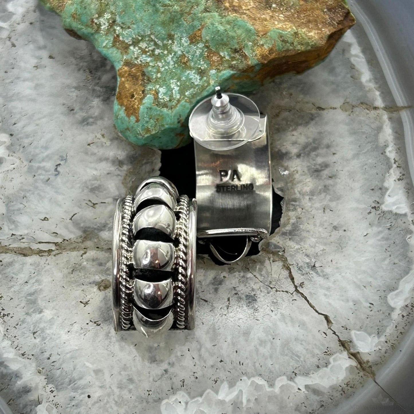 Priscilla Apache Native American Sterling Silver Half-Moon Post Earrings For Women