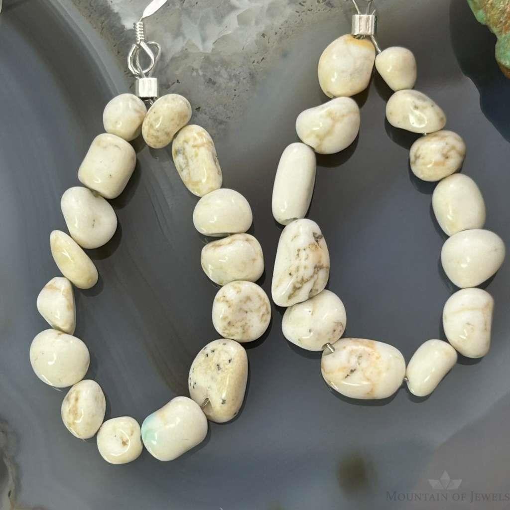 Sterling Silver Natural Wild Horse Beads Hoop Dangle Earrings For Women