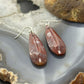 Sterling Silver Teardrop Plum Moss Agate Slab Dangle Earrings For Women #536