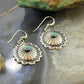 Native American Sterling Silver Turquoise Dot Stamped Concho Dangle Earrings For Women