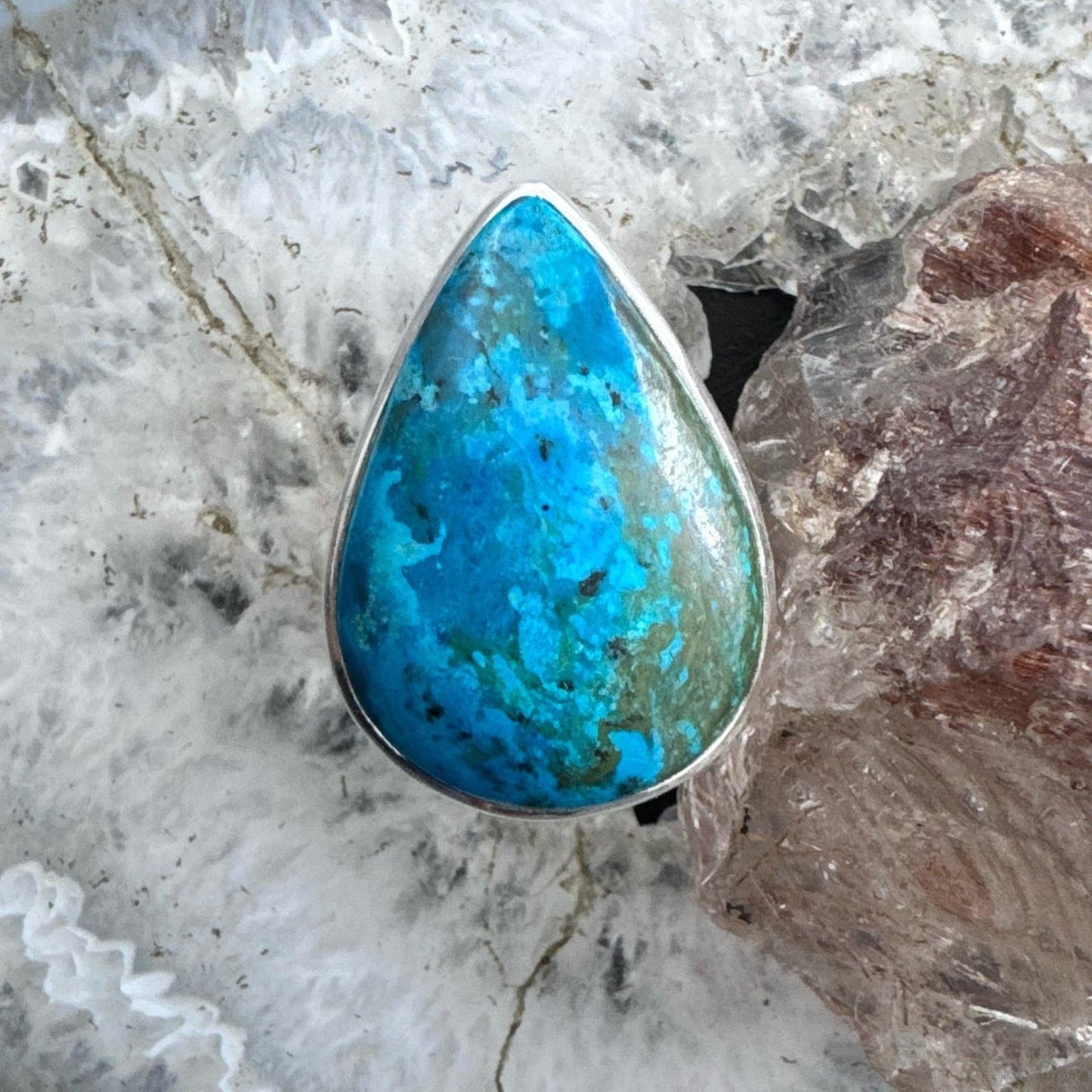 Sterling Silver Southwestern Style Teardrop Shattuckite Ring Size 9.75 For Women