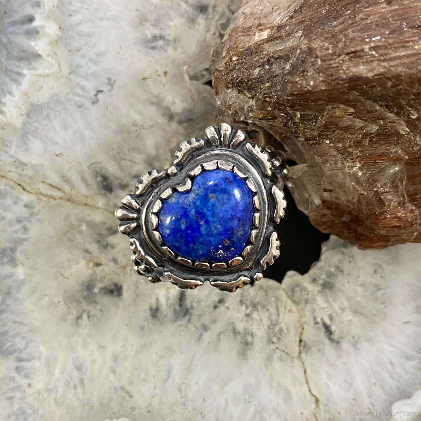 Carolyn Pollack Southwestern Style Sterling Lapis Heart Ring Variety of Sizes