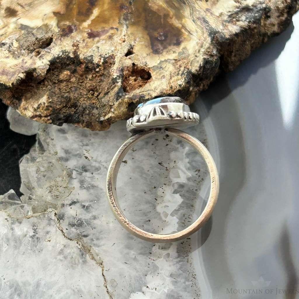Sterling Silver Southwestern Style Oval Golden Hill Turquoise Adjustable Ring For Women #15