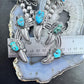 Vintage Native American Silver Kingman Turquoise Squash Blossom Necklace 28"