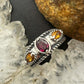 Carolyn Pollack Sterling Silver Faceted Citrine & Tourmaline Ring Size 5.25 For Women