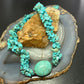 Native American Oval Turquoise Stone w/3 Strands Natural Turquoise Necklace