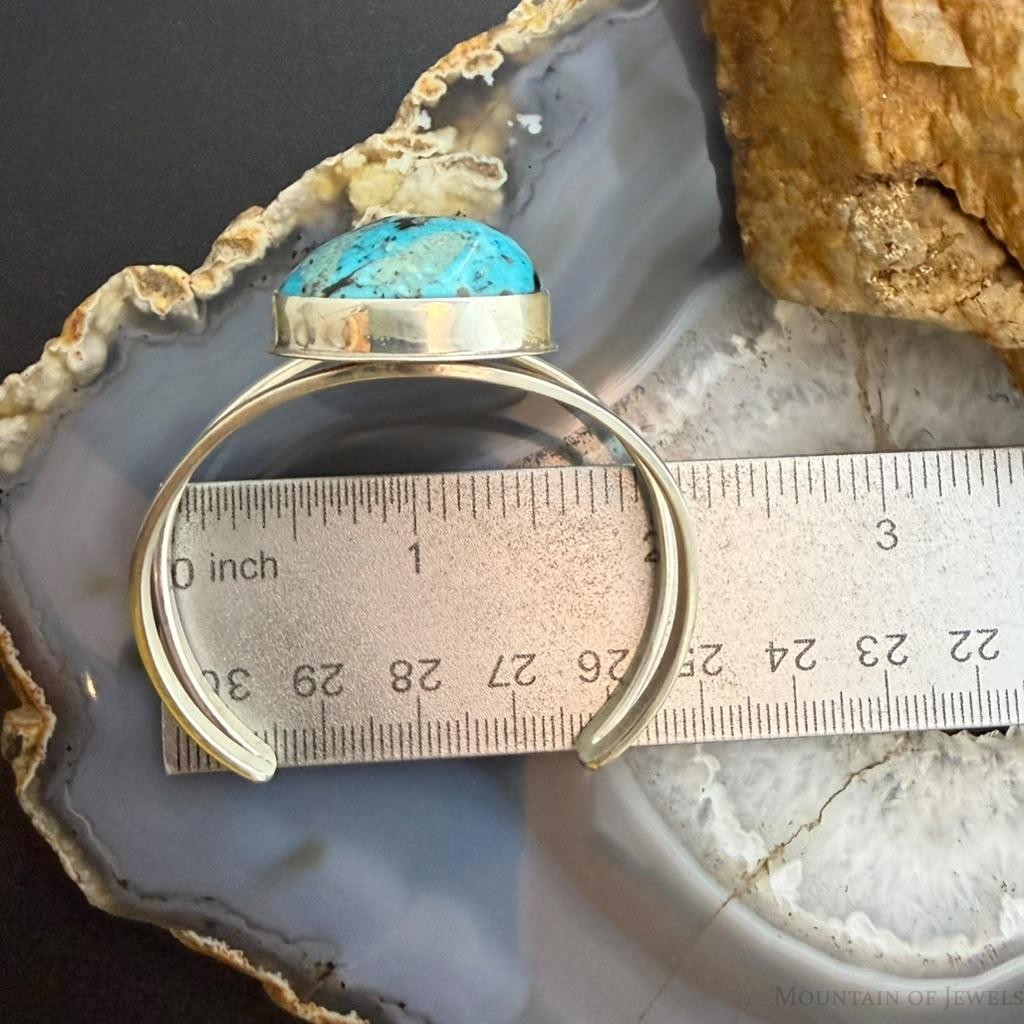 Frank Chavez Sterling Silver Native American Triangle Turquoise Bracelet For Women #1