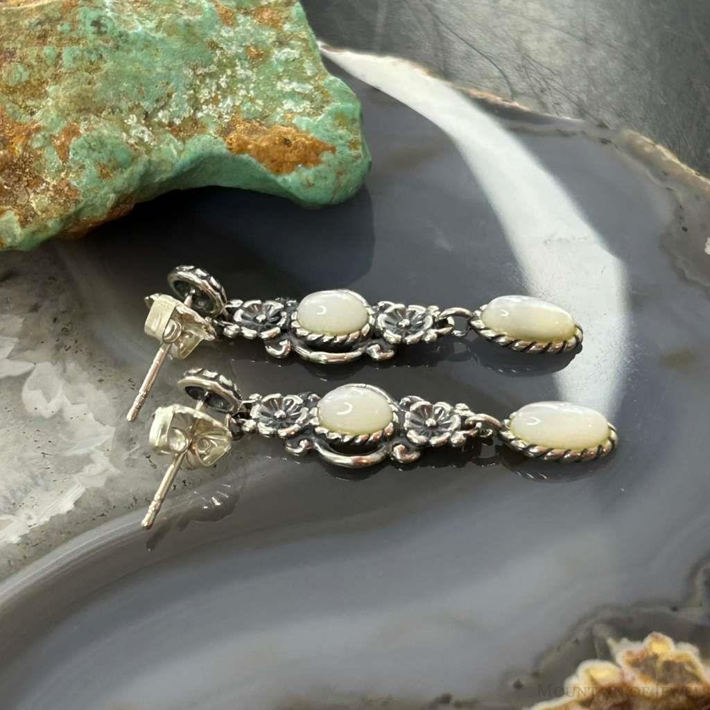 Carolyn Pollack Sterling Silver 2 Oval Mother of Pearl Dangle Earrings For Women